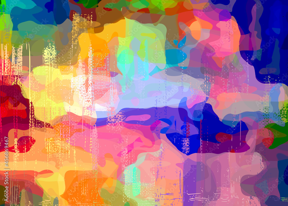 Abstract digital painting, vibrant psychedelic art background