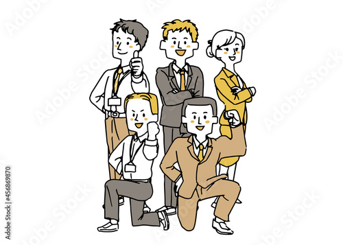 ビジネスマンの五人チーム