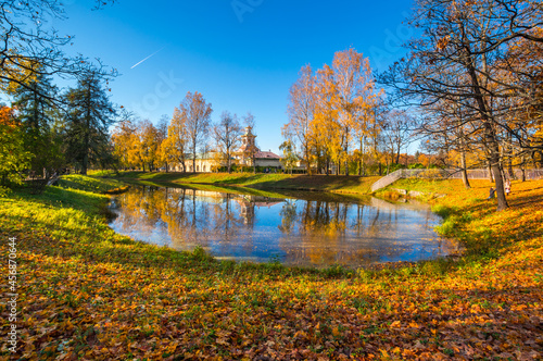 View of city park in autumn photo