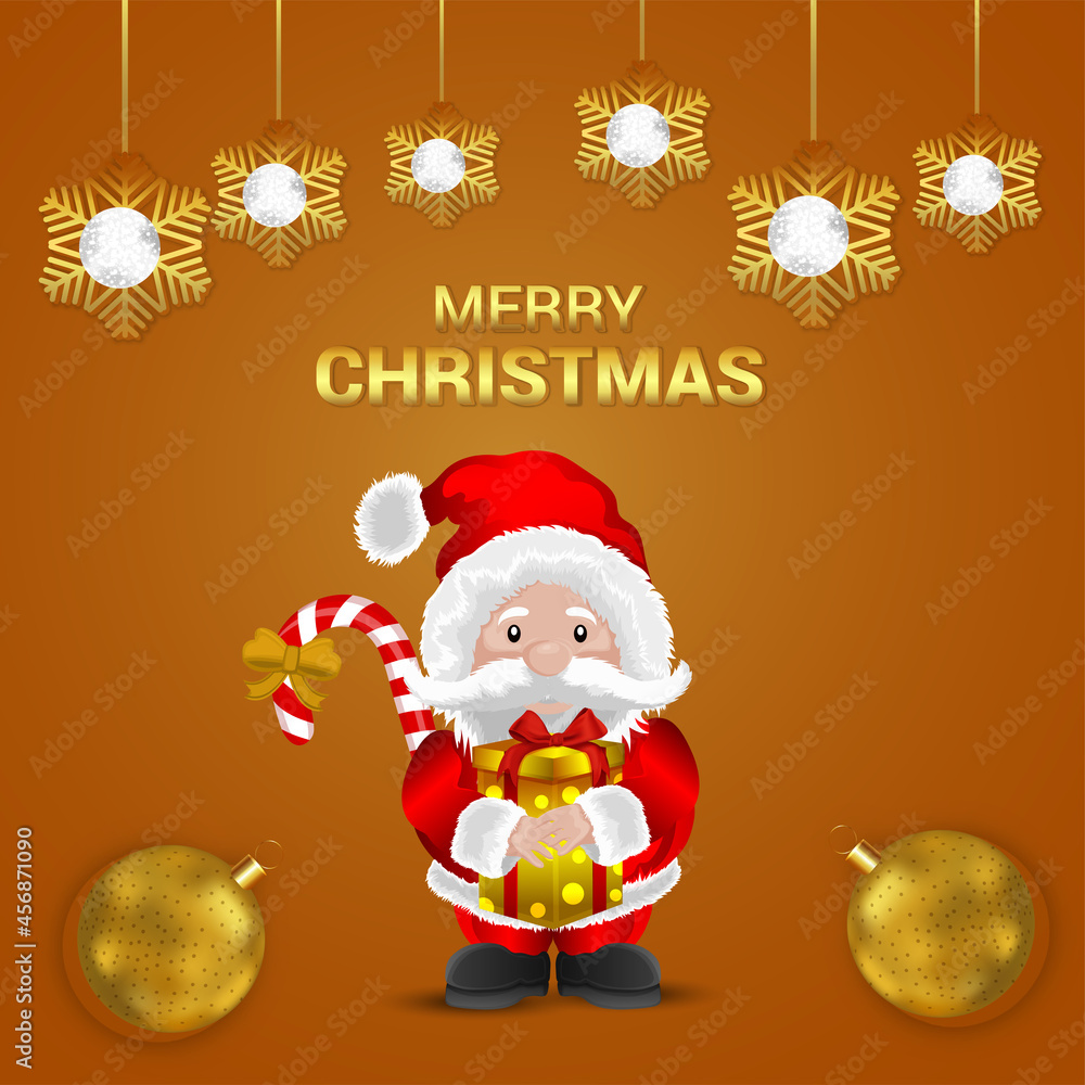Christmas celebration greeting card with creative vector illustration and gold party balls Christmas celebration greeting card with creative vector illustration and gold party balls
