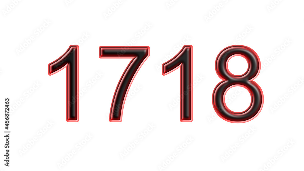 red 1718 number 3d effect white background red 1718 number 3d effect white background