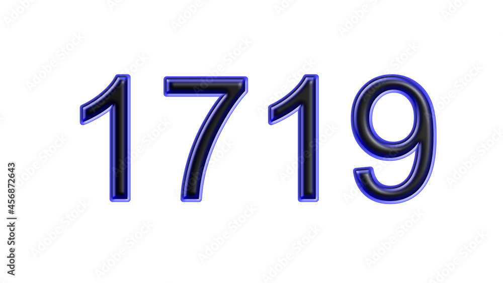 blue 1719 number 3d effect white background blue 1719 number 3d effect white background