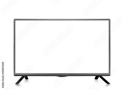 4K flat screen lcd TV or oled, White blank HD monitor mockup with clipping path isolated on white background.