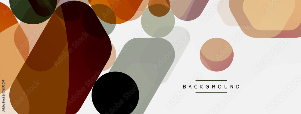 Color bubbles and rounded geometric shapes on white. Vector geometric minimal abstract background for wallpaper, banner, background, landing page Color bubbles and rounded geometric shapes on white. Vector geometric minimal abstract background for wallpaper, banner, background, landing page