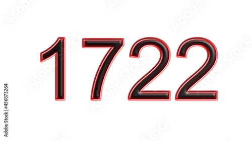 red 1722 number 3d effect white background
