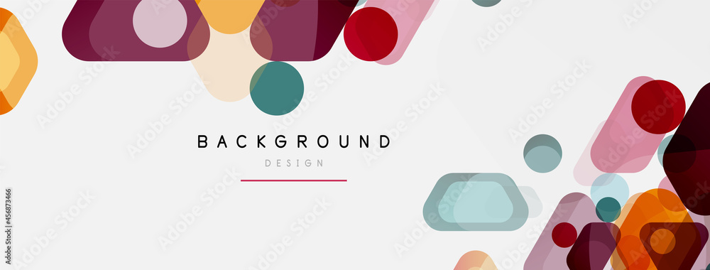 Obraz premium Color bubbles and rounded geometric shapes on white. Vector geometric minimal abstract background for wallpaper, banner, background, landing page