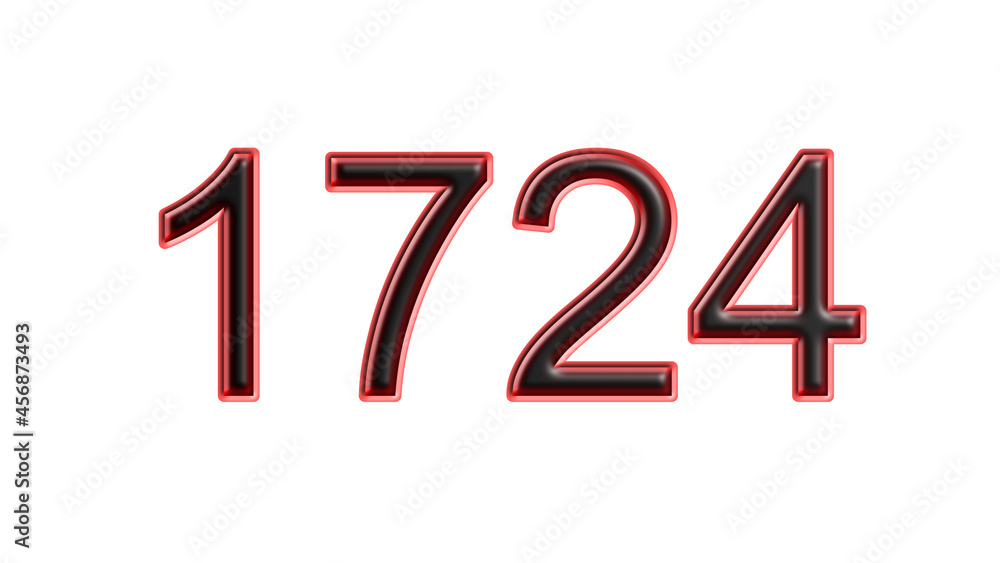red 1724 number 3d effect white background red 1724 number 3d effect white background