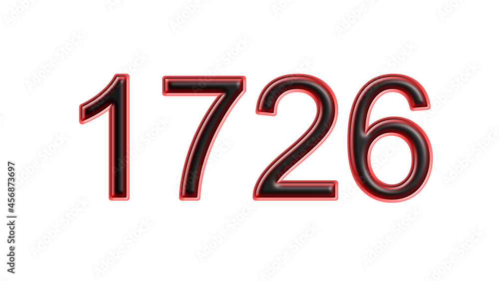 red 1726 number 3d effect white background red 1726 number 3d effect white background