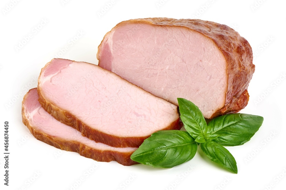 Smoked tenderloin, isolated on white background. Smoked tenderloin, isolated on white background.