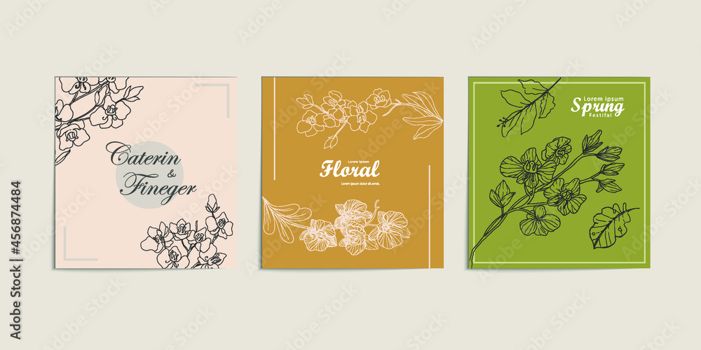 Flower line art concept for advertising and marketing feed sosmed