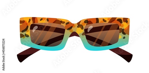 Fashion rectangular sunglasses with thick frame. Stylish retro sun glasses wi...
