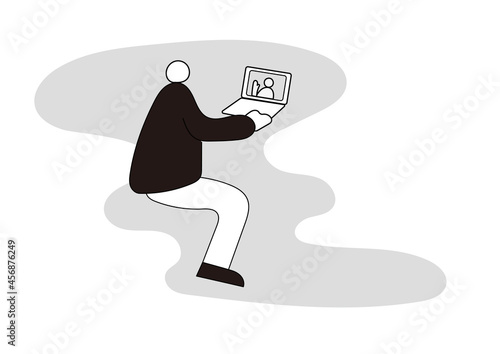 リモート通話をする人のイラスト