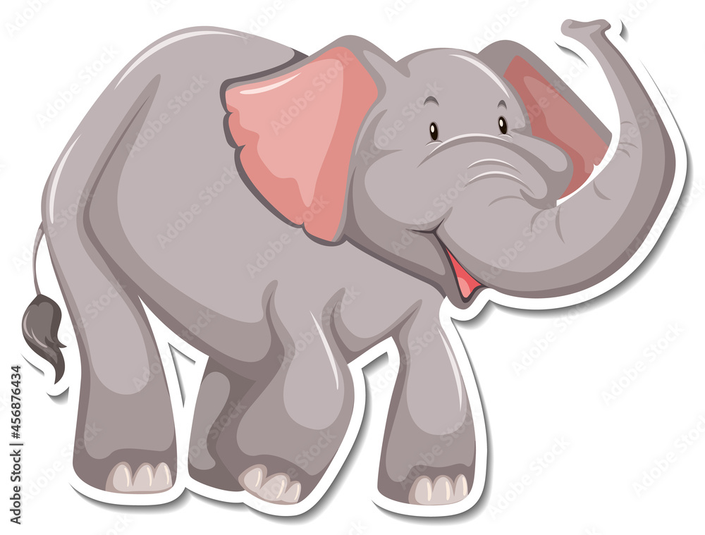 A sticker template of elephant cartoon character