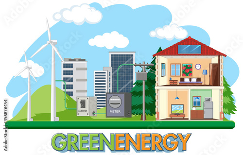 Green energy generated by wind turbine