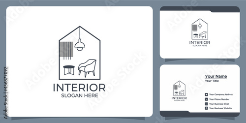 Set of elegant minimalist interior logos and business cards