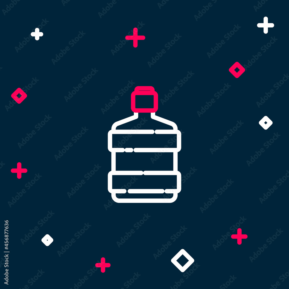 Line Big bottle with clean water icon isolated on blue background. Plastic container for the cooler. Colorful outline concept. Vector Line Big bottle with clean water icon isolated on blue background. Plastic container for the cooler. Colorful outline concept. Vector