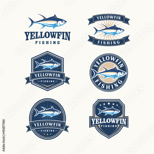 Set yellowfin emblem design vector photo