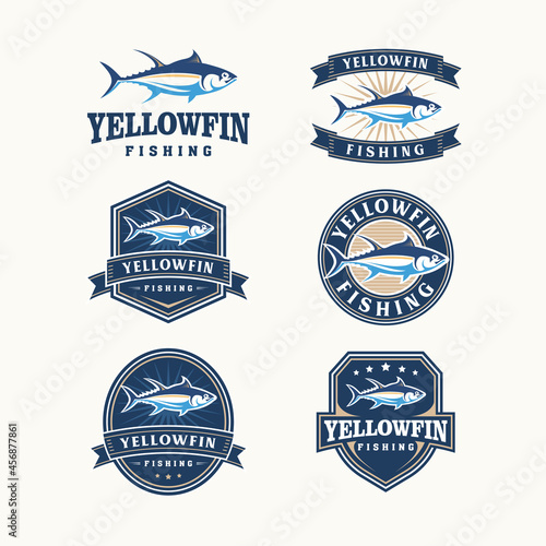 Set yellowfin emblem logo design vector