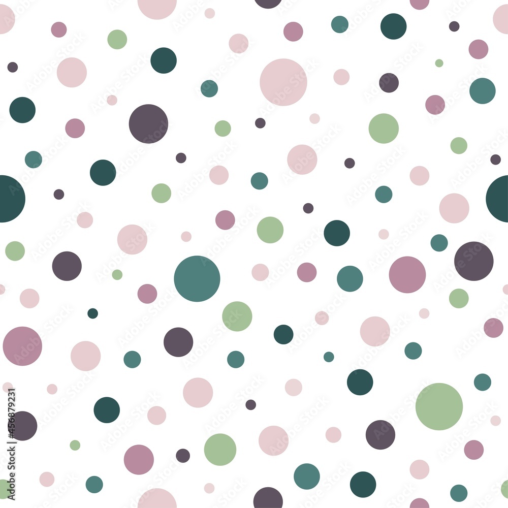 Seamless pattern with circles and dots of green and purple colors. Kaleidoscope background. Seamless pattern with circles and dots of green and purple colors. Kaleidoscope background.
