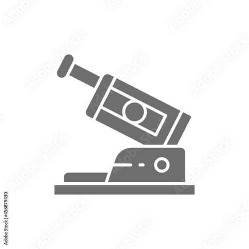 Eye exam device grey icon. Isolated on white background
