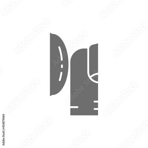 Finger inserts eye contact lenses grey icon.