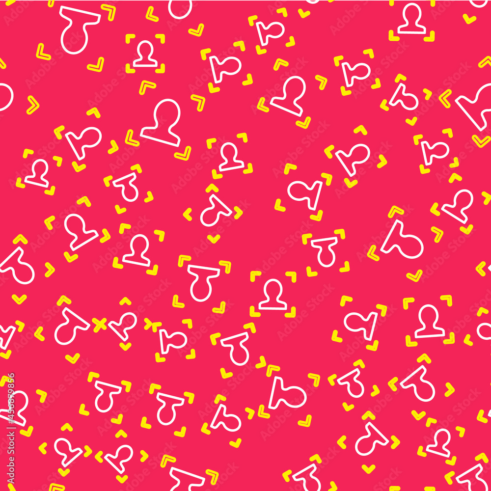 Line Face recognition icon isolated seamless pattern on red background. Face identification scanner icon. Facial id. Cyber security concept. Vector Line Face recognition icon isolated seamless pattern on red background. Face identification scanner icon. Facial id. Cyber security concept. Vector