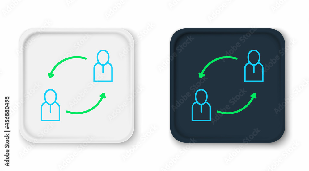 Line Human resources icon isolated on white background. Concept of human resources management, professional staff research, head hunter job. Colorful outline concept. Vector Line Human resources icon isolated on white background. Concept of human resources management, professional staff research, head hunter job. Colorful outline concept. Vector