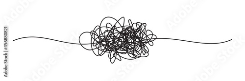 Tangled grungy round scribble isolated on white background