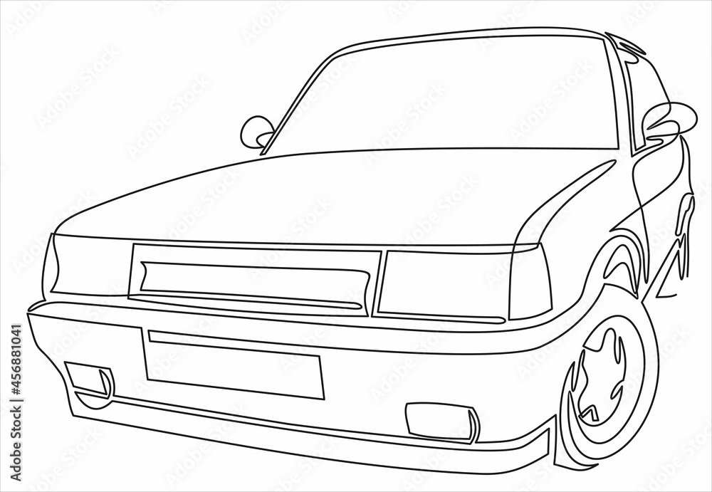 continuous line drawing of motor car