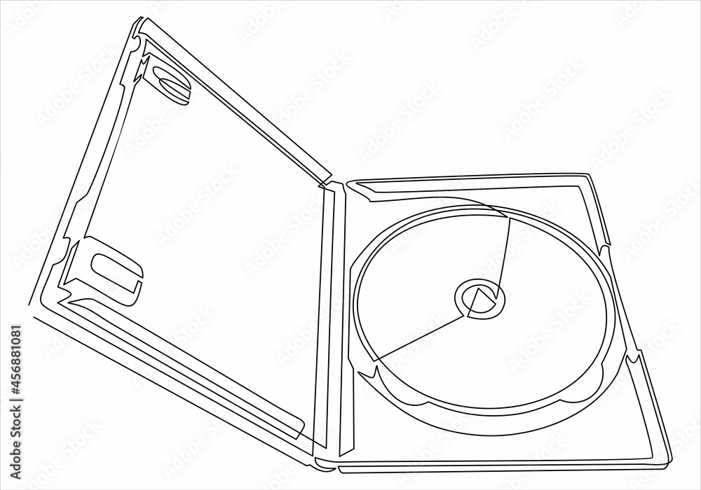 Fototapeta premium Open DVD case with DVD-continuous line drawing