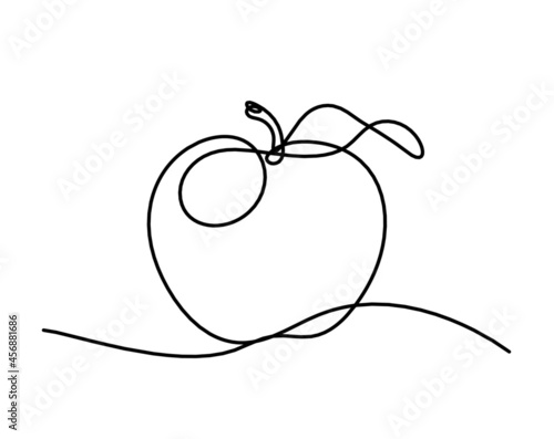 Drawing line apple on the white background. Vector