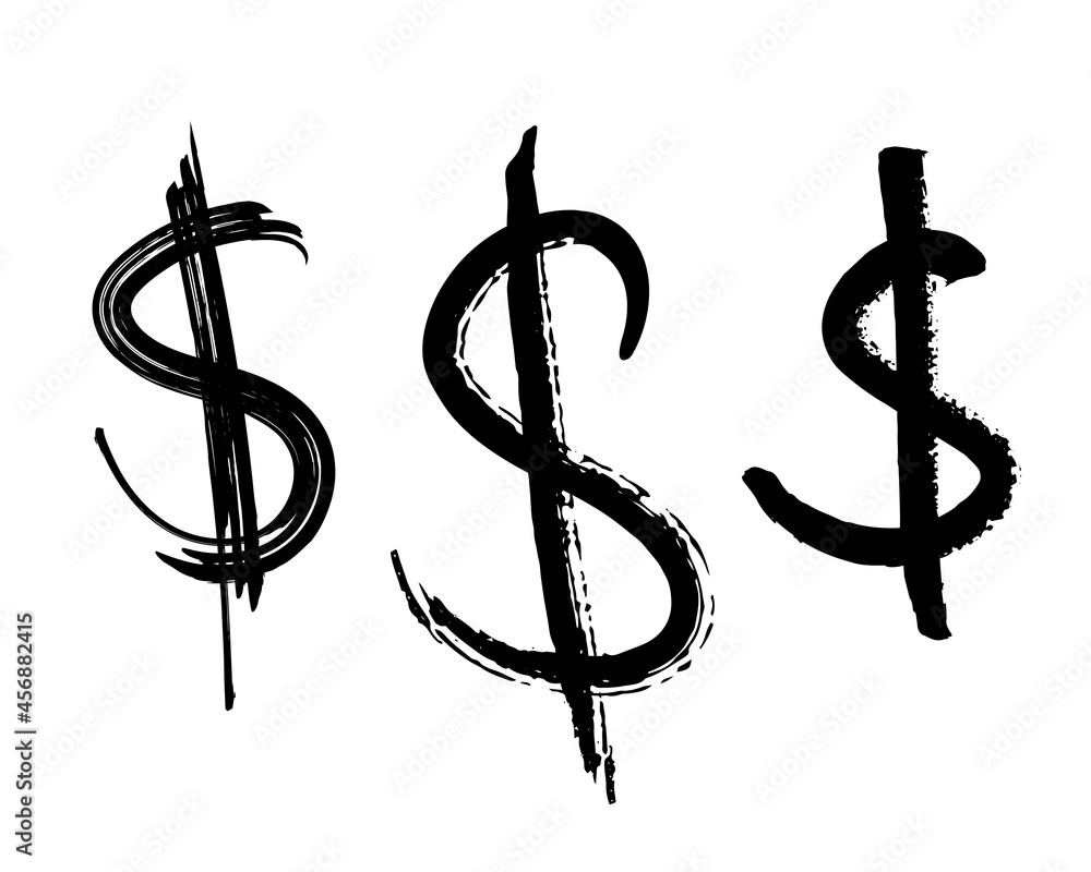 Black grunge dollar signs set isolated on white Black grunge dollar signs set isolated on white