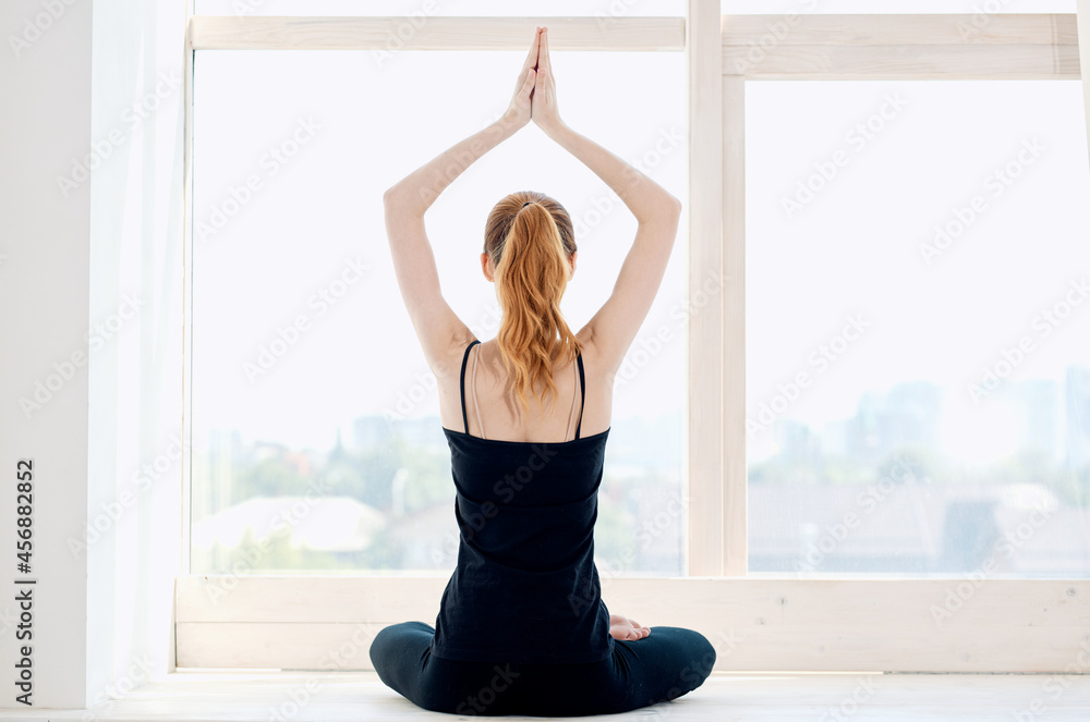 woman doing yoga exercise calm balance workout woman doing yoga exercise calm balance workout