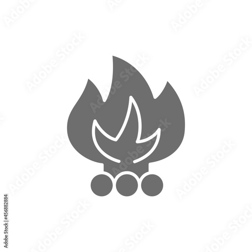 Vector bonfire, waste incineration, garbage grey icon.