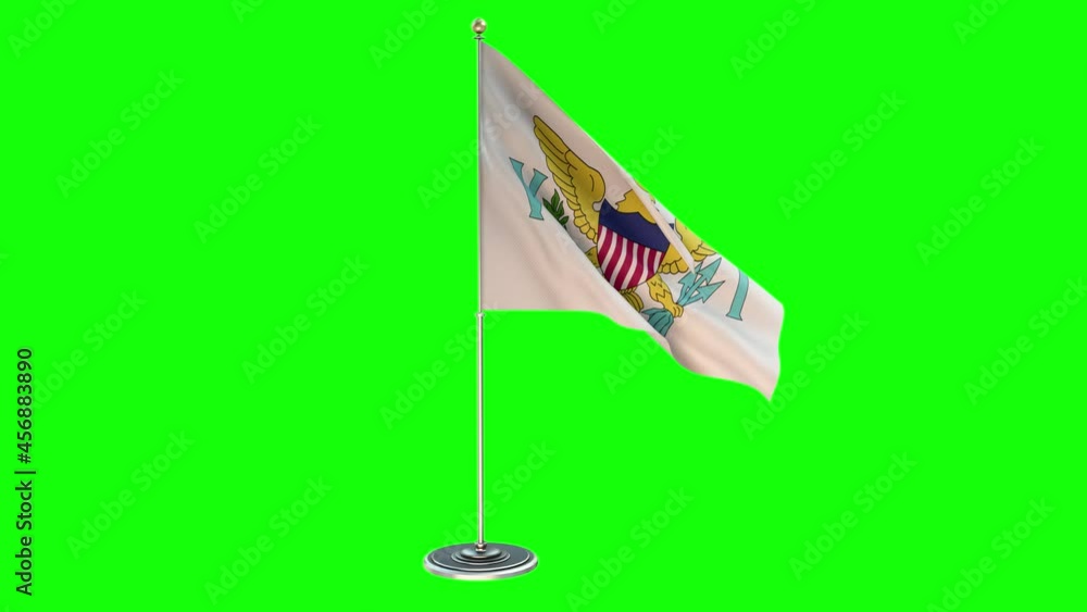 Virgin Islands US 3D Illustration Of The Waving flag On a Pole With Chroma Virgin Islands US 3D Illustration Of The Waving flag On a Pole With Chroma
