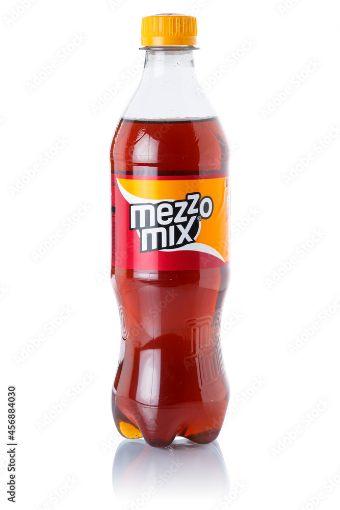 Mezzo Mix lemonade soft drink plastic bottle isolated on a white ...