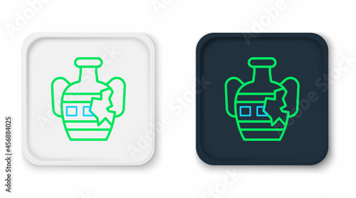 Line Broken ancient amphorae icon isolated on white background. Colorful outline concept. Vector