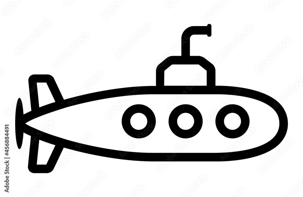 Submarine or submersible watercraft sub line art vector icon for apps and websites Submarine or submersible watercraft sub line art vector icon for apps and websites