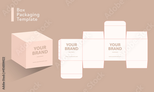 Premium paper square box die cut template with 3d mock up, supplement box, square box, Packaging template, Vector illustration EPS10.