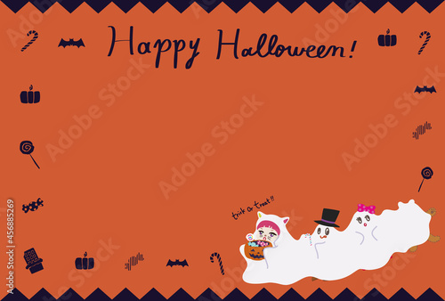 ハロウィンの仮装パーティのイラストのフレーム背景グラフィック素材