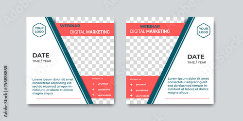 Set of modern creative webinar social media post templates for concept design with orange color element. Suitable for online marketing promotion banner, webinar, seminar, flyer, ads, etc.