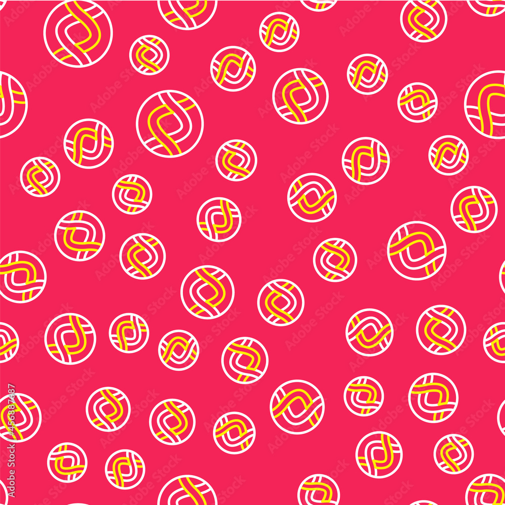 Line DNA symbol icon isolated seamless pattern on red background. Genetic engineering, genetics testing, cloning, paternity testing. Vector Line DNA symbol icon isolated seamless pattern on red background. Genetic engineering, genetics testing, cloning, paternity testing. Vector