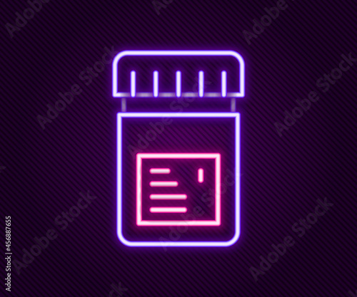 Glowing neon line Biologically active additives icon isolated on black background. Colorful outline concept. Vector