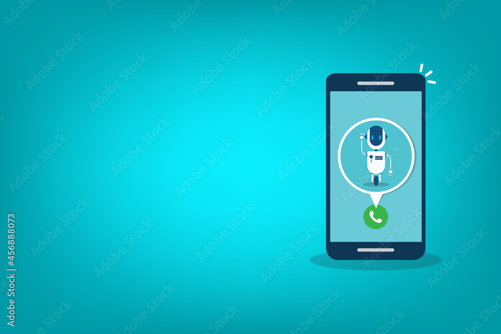 Bot calling to user. Customer service robot. Vector illustration. Bot calling to user. Customer service robot. Vector illustration.