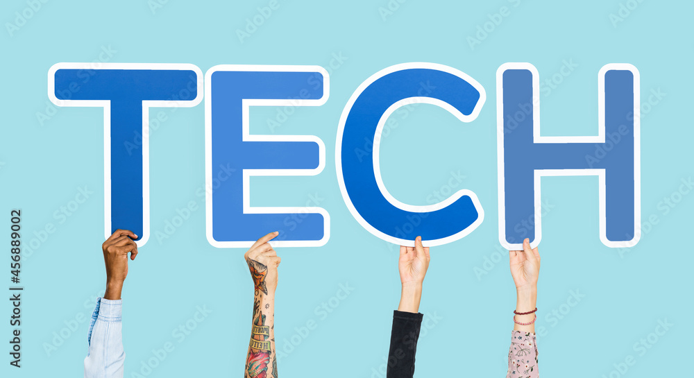 Hands holding the word tech Hands holding the word tech