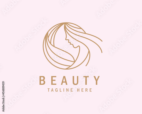 beauty logo creative nature line art sign symbol emblem leave salon massage