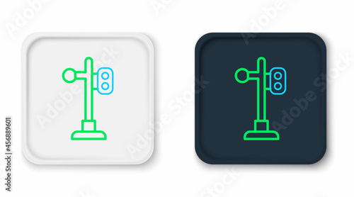 Line Train traffic light icon isolated on white background. Traffic lights for the railway to regulate the movement of trains. Colorful outline concept. Vector