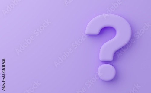 Bulging Question mark on violet background. 3d rendered image.