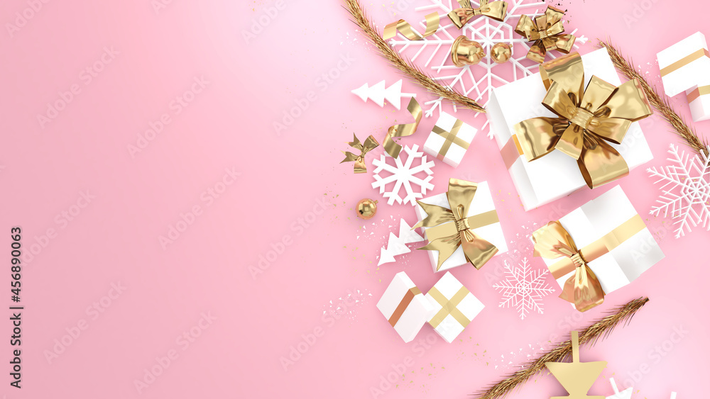 Pink gold gift box festival celebration,pink gold christmas gift box,3D rendering Pink gold gift box festival celebration,pink gold christmas gift box,3D rendering