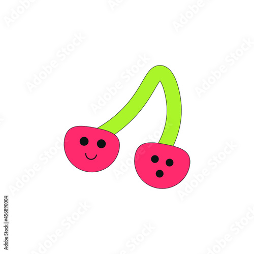 Obraz na płótnie drawing cherry heart icon, on white background w salonie